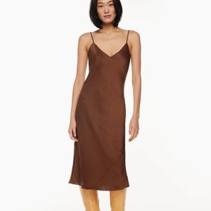 Aritzia Wilfred - Only Slip Midi Dress, Caramelized Walnut, Size Small
